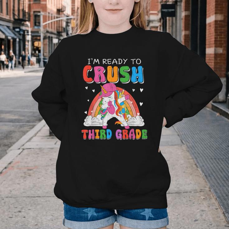 I'm Ready To Crush Third Grade Unicorn Back To School Girls Youth Crewneck Sweatshirt I'm Ready To Crush Third Grade Unicorn Back To School Girls Youth Crewneck Sweatshirt