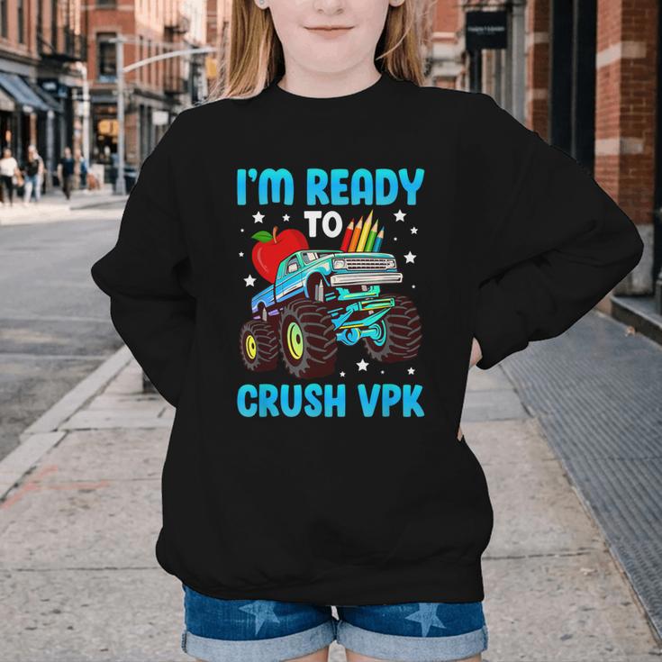 I'm Ready To Crush VPK First Day Of VPK Back To School VPK Youth Crewneck Sweatshirt I'm Ready To Crush VPK First Day Of VPK Back To School VPK Youth Crewneck Sweatshirt