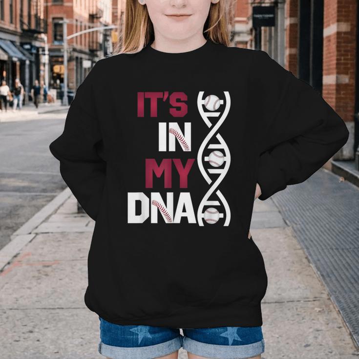 ITS In My DNA Baseball Sport Player Saying Youth Crewneck Sweatshirt