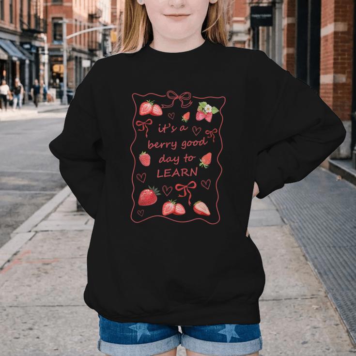 It's a Good Day To Learn Strawberry Back To School Youth Crewneck Sweatshirt