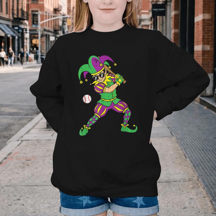 Jester Baseball Mardi Gras Carnival Sport Men Boy Teen Kids Youth Crewneck Sweatshirt