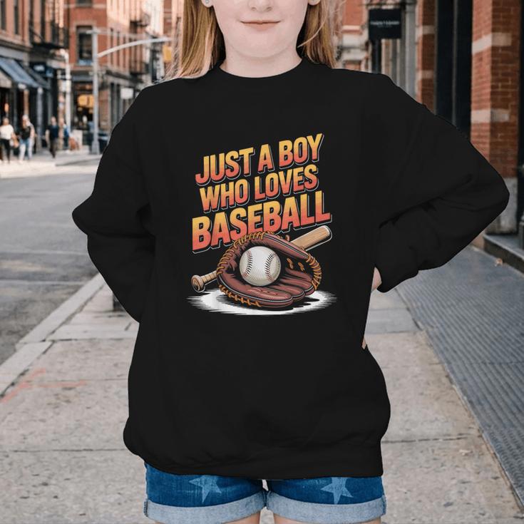Just A Boy Who Loves Baseball Player Kids Youth Crewneck Sweatshirt Just A Boy Who Loves Baseball Player Kids Youth Crewneck Sweatshirt
