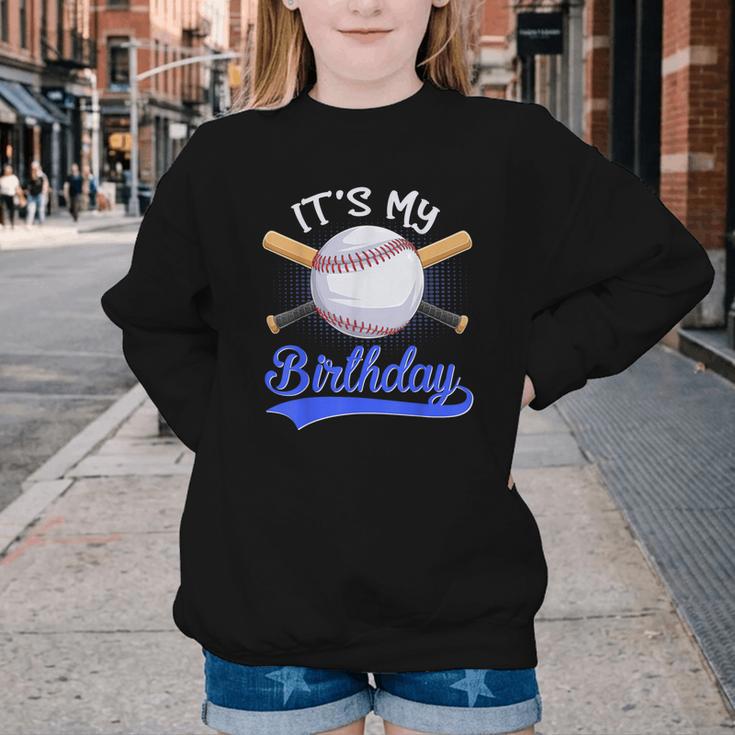 Kids 8th Baseball Birthday Party Boys Sport Fan 8 Years Old Youth Crewneck Sweatshirt