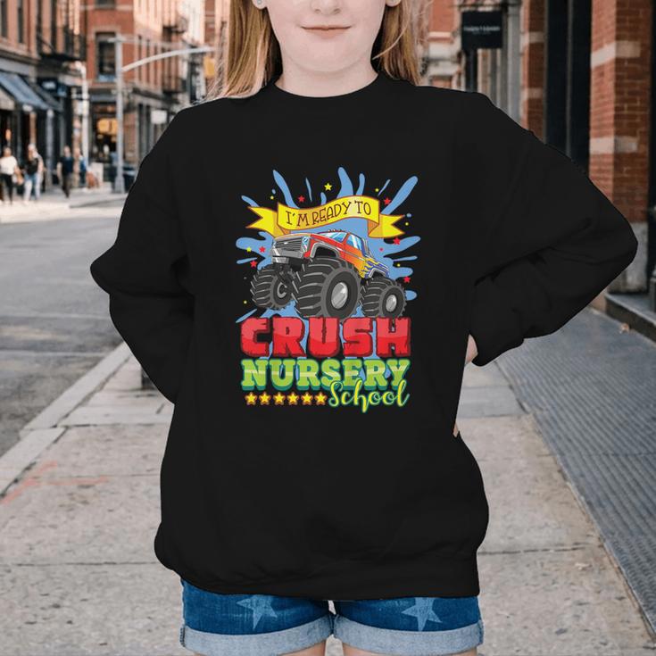 Kids Back To School Monster Truck Nursery Ready Crush First Day Youth Crewneck Sweatshirt Kids Back To School Monster Truck Nursery Ready Crush First Day Youth Crewneck Sweatshirt
