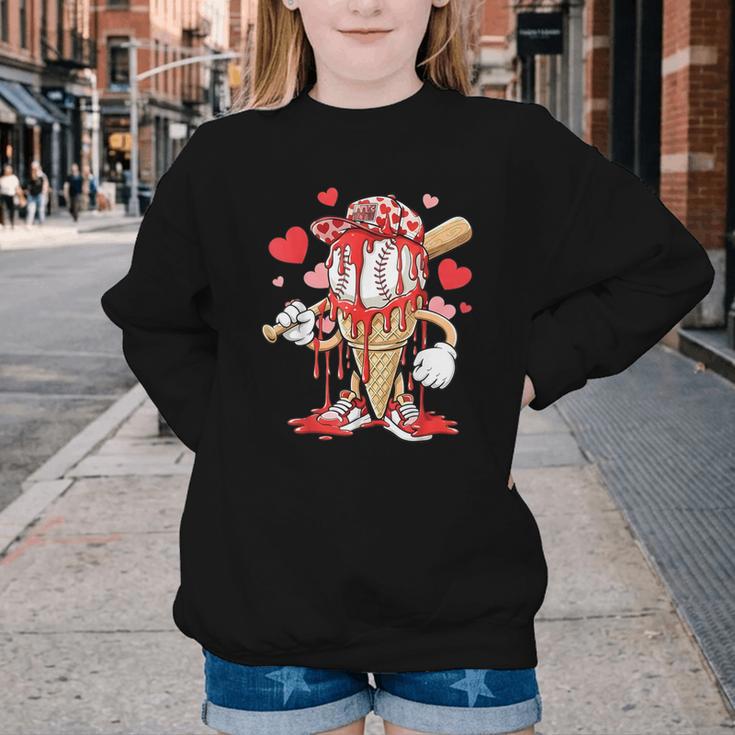 Kids Baseball Drip Ice Cream Apparel Kids Boys Valentine Youth Crewneck Sweatshirt Kids Baseball Drip Ice Cream Apparel Kids Boys Valentine Youth Crewneck Sweatshirt