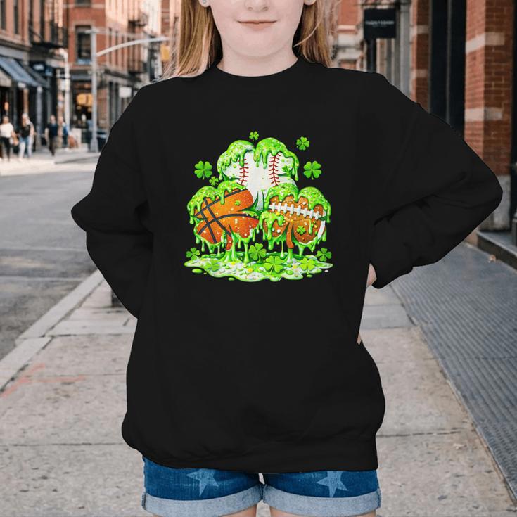 Kids St Patricks Day Shamrock Basketball Baseball Football Youth Crewneck Sweatshirt Kids St Patricks Day Shamrock Basketball Baseball Football Youth Crewneck Sweatshirt
