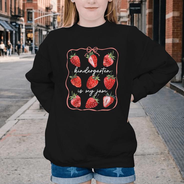 Kindergarten Is My Jam Strawberry Back To School Girls Boys Youth Crewneck Sweatshirt