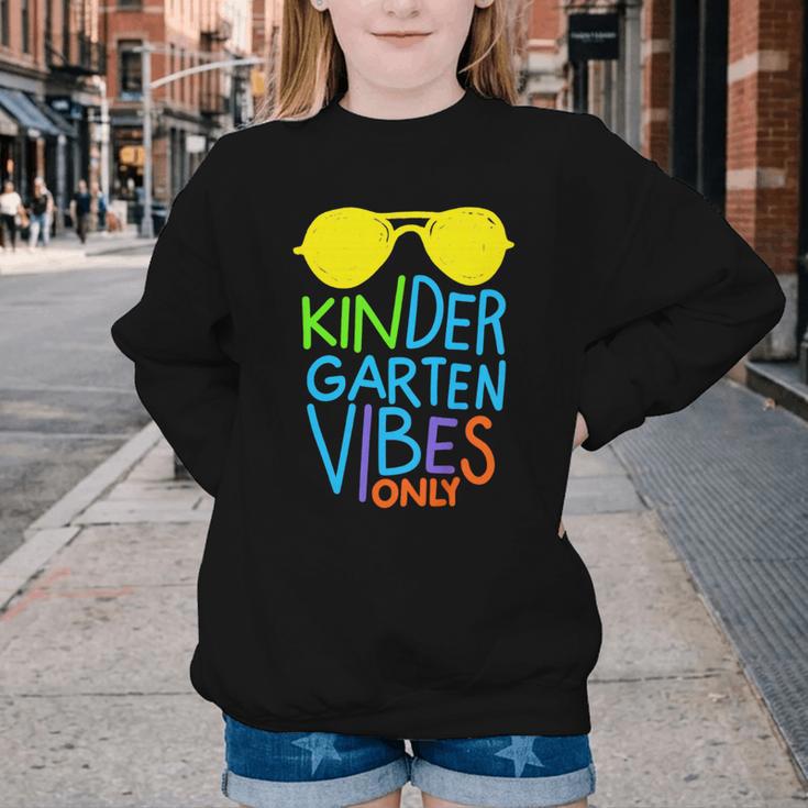 Kindergarten Vibes Only Glow Sunglasses Back To School Youth Crewneck Sweatshirt Kindergarten Vibes Only Glow Sunglasses Back To School Youth Crewneck Sweatshirt