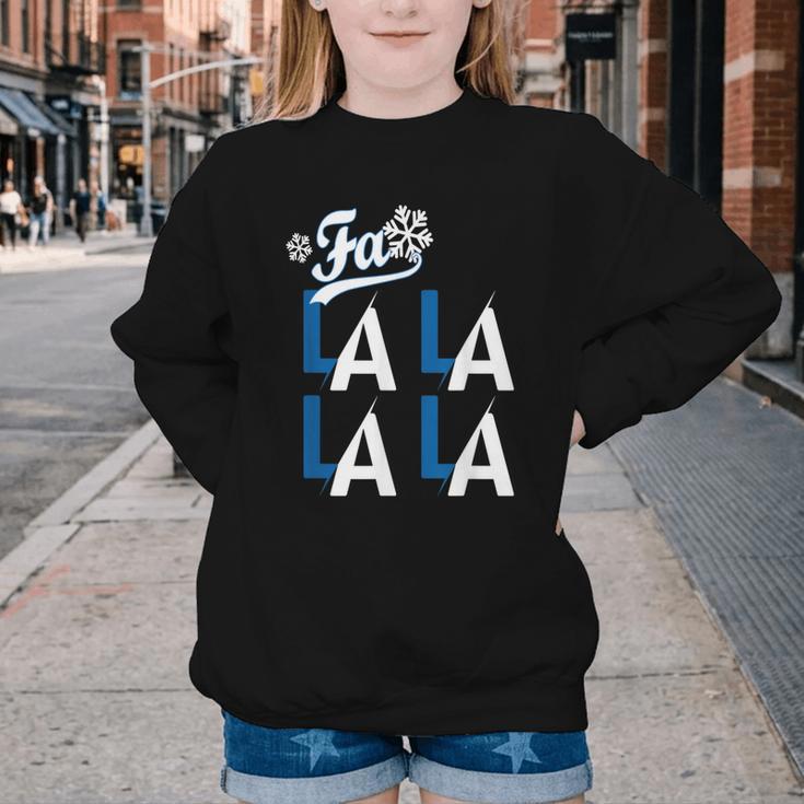 LA Baseball Fan Christmas FA La La Holiday Blue Theme Youth Crewneck Sweatshirt