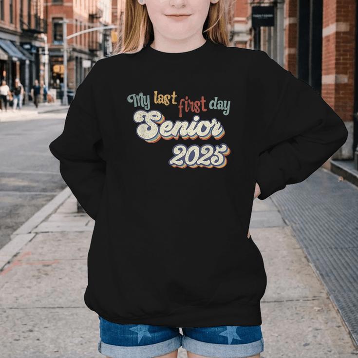 My Last First Day Senior 2025 Back To School Vintage Cool Youth Crewneck Sweatshirt