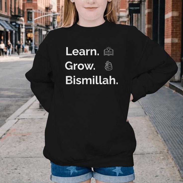 Learn Grow Bismillah – Islamic Back To School Youth Crewneck Sweatshirt