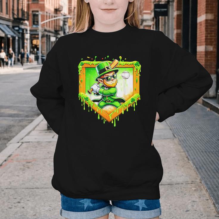 Leprechaun Baseball St Patricks Day Ice Cream Drip Men Boys Youth Crewneck Sweatshirt