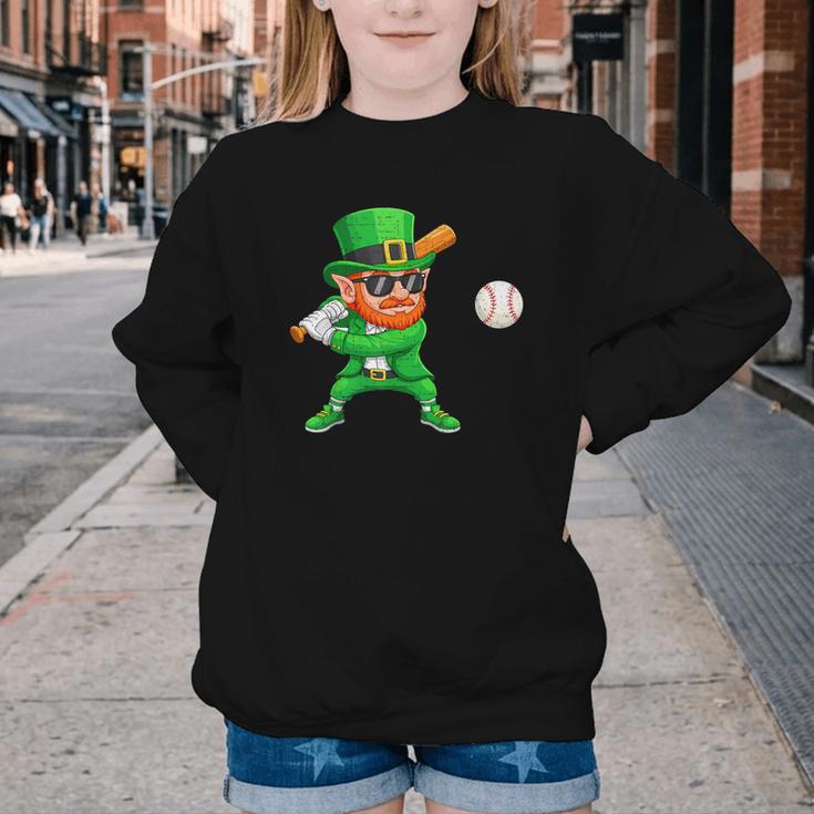 Leprechaun Playing Baseball St Patricks Day Sport Boys Youth Crewneck Sweatshirt Leprechaun Playing Baseball St Patricks Day Sport Boys Youth Crewneck Sweatshirt