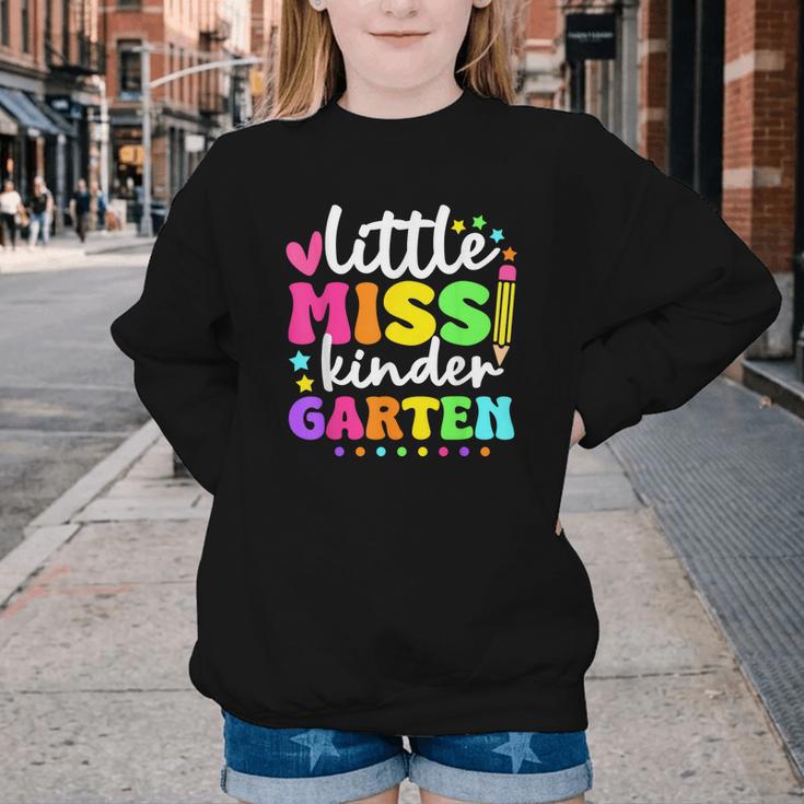 Little Miss Kindergarten Kids Girls Pencil Back To School Youth Crewneck Sweatshirt