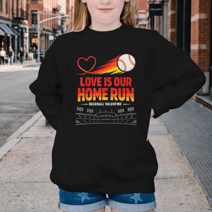 Love Is Our Home Run Baseball Valentine Couple Youth Crewneck Sweatshirt Love Is Our Home Run Baseball Valentine Couple Youth Crewneck Sweatshirt