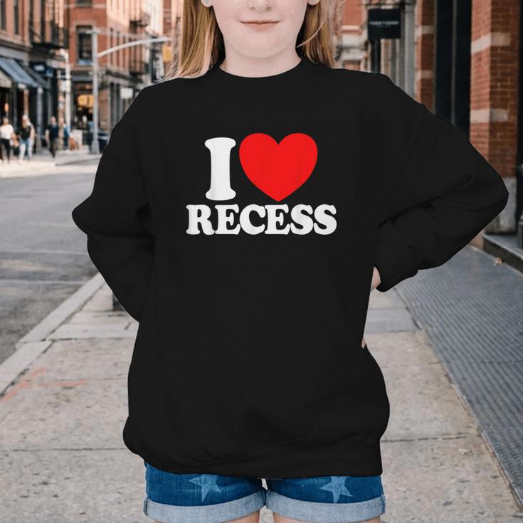 I Love Recess Red Heart Back To School Kids Recess Youth Crewneck Sweatshirt I Love Recess Red Heart Back To School Kids Recess Youth Crewneck Sweatshirt