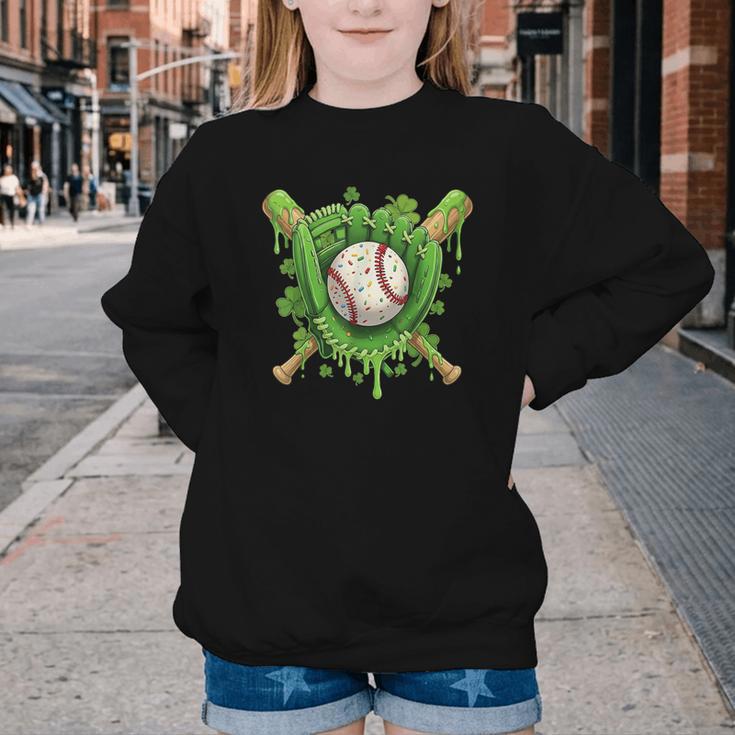 Lucky Shamrock Baseball Gloves Drip St Patrick's Day Boys Youth Crewneck Sweatshirt Lucky Shamrock Baseball Gloves Drip St Patrick's Day Boys Youth Crewneck Sweatshirt