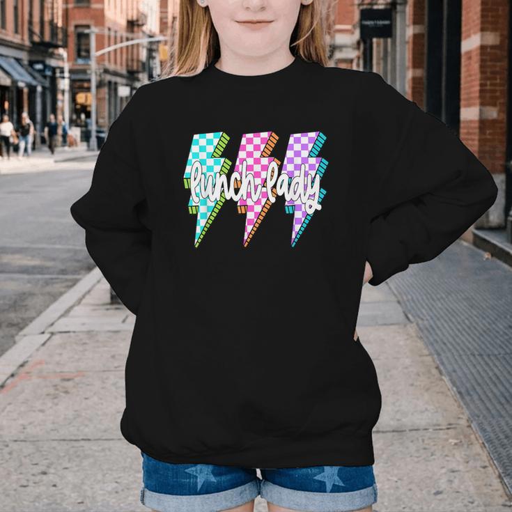 Lunch Lady Back To School Checkered First Day Of School Youth Crewneck Sweatshirt Lunch Lady Back To School Checkered First Day Of School Youth Crewneck Sweatshirt