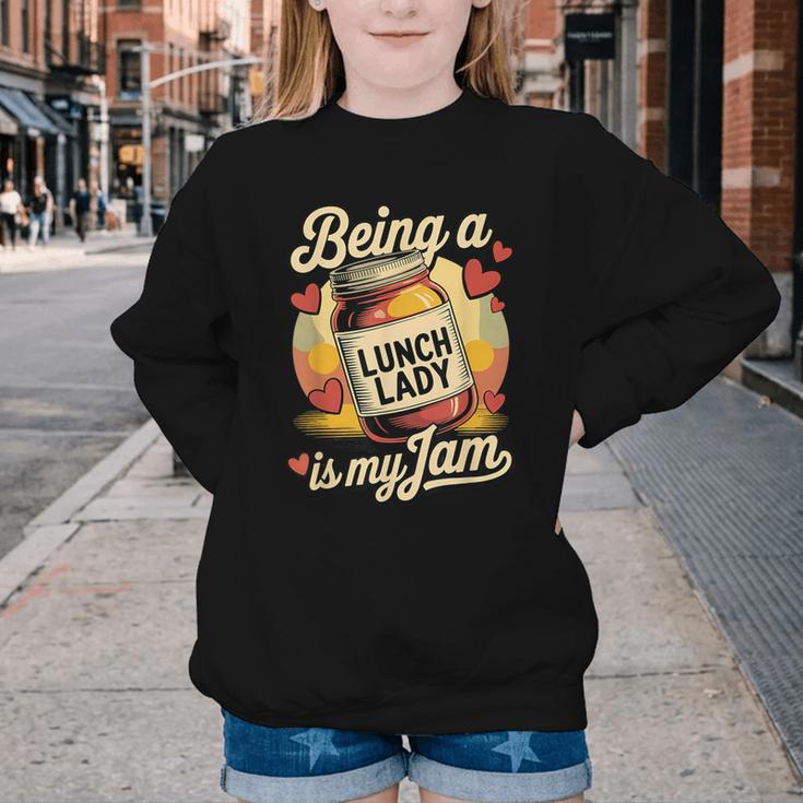 Being a Lunch Lady Is My Jam Retro Jam Jar Back To School Youth Crewneck Sweatshirt Being a Lunch Lady Is My Jam Retro Jam Jar Back To School Youth Crewneck Sweatshirt