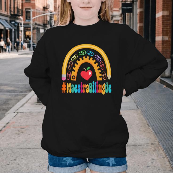 Maestra Bilingüe Appreciation Week Back To School Youth Crewneck Sweatshirt Maestra Bilingüe Appreciation Week Back To School Youth Crewneck Sweatshirt