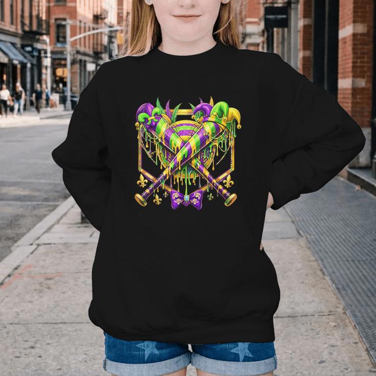 Mardi Gras Baseball Jester Hat New Orleans Men Women Kid Youth Crewneck Sweatshirt Mardi Gras Baseball Jester Hat New Orleans Men Women Kid Youth Crewneck Sweatshirt