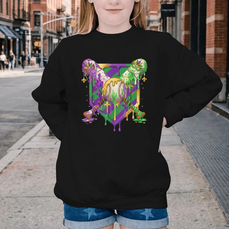 Mardi Gras Ice Cream Drip Baseball Sports For Men Women Kids Youth Crewneck Sweatshirt Mardi Gras Ice Cream Drip Baseball Sports For Men Women Kids Youth Crewneck Sweatshirt