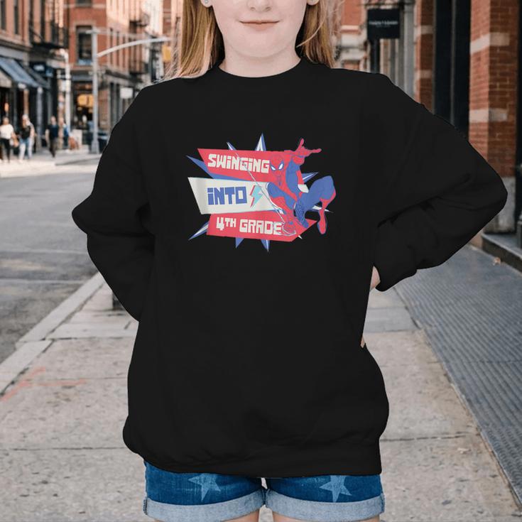 Marvel Spider-Man Swinging Into 4th Grade Back To School Youth Crewneck Sweatshirt