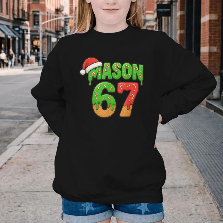 Mason 67 Christmas Ice Cream Drip Meme Six Seven Baseball Youth Crewneck Sweatshirt Mason 67 Christmas Ice Cream Drip Meme Six Seven Baseball Youth Crewneck Sweatshirt