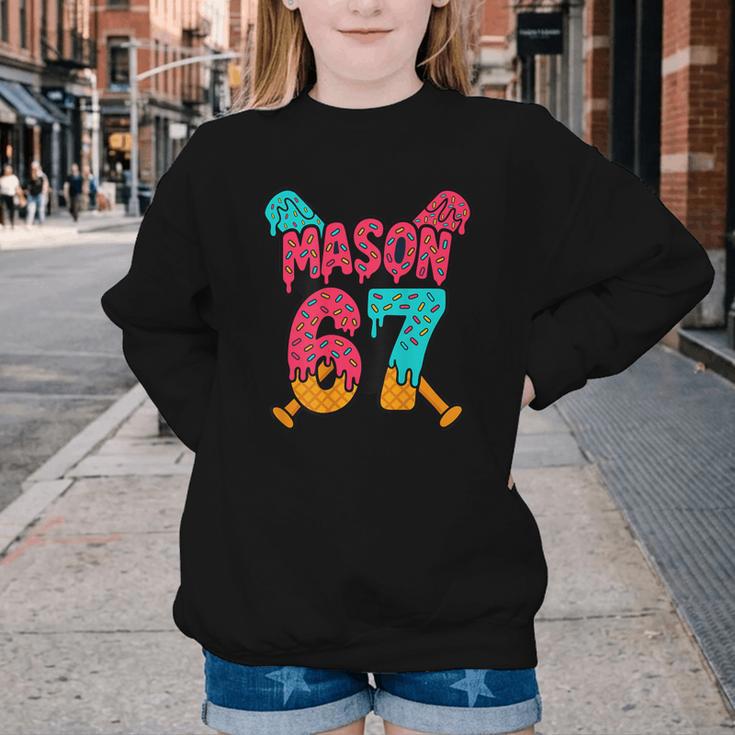 Mason 67 Ice Cream Drip Baseball Meme Youth Crewneck Sweatshirt Mason 67 Ice Cream Drip Baseball Meme Youth Crewneck Sweatshirt
