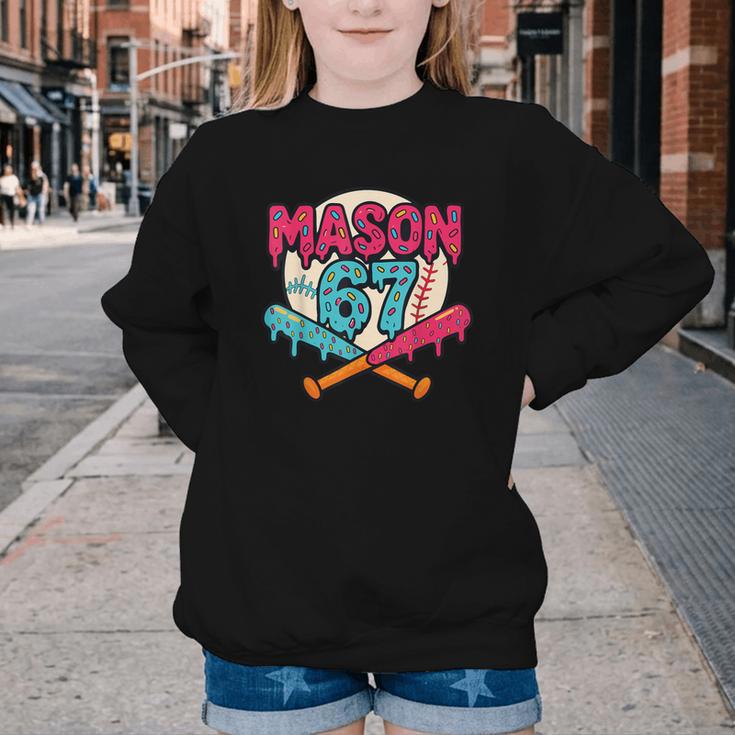 Mason 67 Ice Cream Drip Baseball Meme Graphics Youth Crewneck Sweatshirt