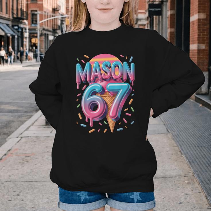 Mason 67 Meme Ice Cream Baseball Drip Youth Crewneck Sweatshirt