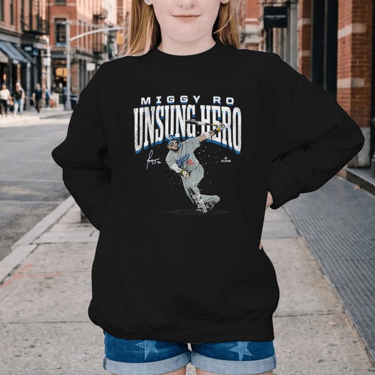 Miguel Rojas Unsung Hero Los Angeles Baseball MLBPA Youth Crewneck Sweatshirt