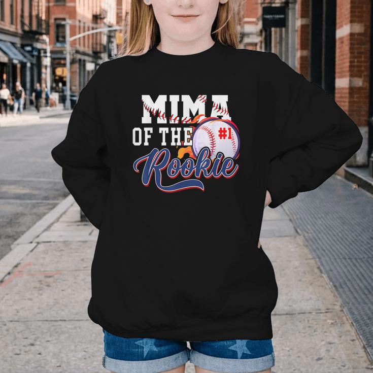 Mima Rookie Of Year 1st Birthday Baseball Theme Matching Youth Crewneck Sweatshirt