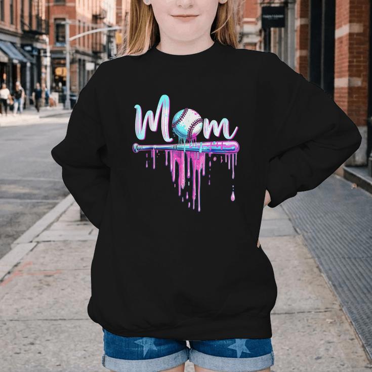 Mom Baseball Ice Cream Drip Birthday Boy Family Youth Crewneck Sweatshirt Mom Baseball Ice Cream Drip Birthday Boy Family Youth Crewneck Sweatshirt