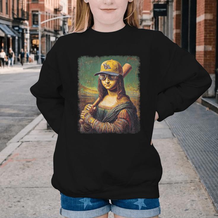 Mona Lisa Baseball Trending Aesthetic Streetwear Youth Crewneck Sweatshirt