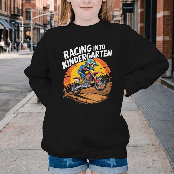 Motocross Back To School Dirt Bike Racing Into Kindergarten Youth Crewneck Sweatshirt Motocross Back To School Dirt Bike Racing Into Kindergarten Youth Crewneck Sweatshirt