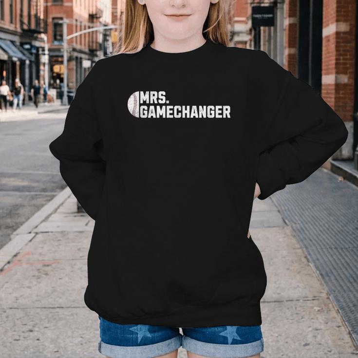 Mrs Gamechanger Baseball Scorekeeper Love Youth Crewneck Sweatshirt Mrs Gamechanger Baseball Scorekeeper Love Youth Crewneck Sweatshirt