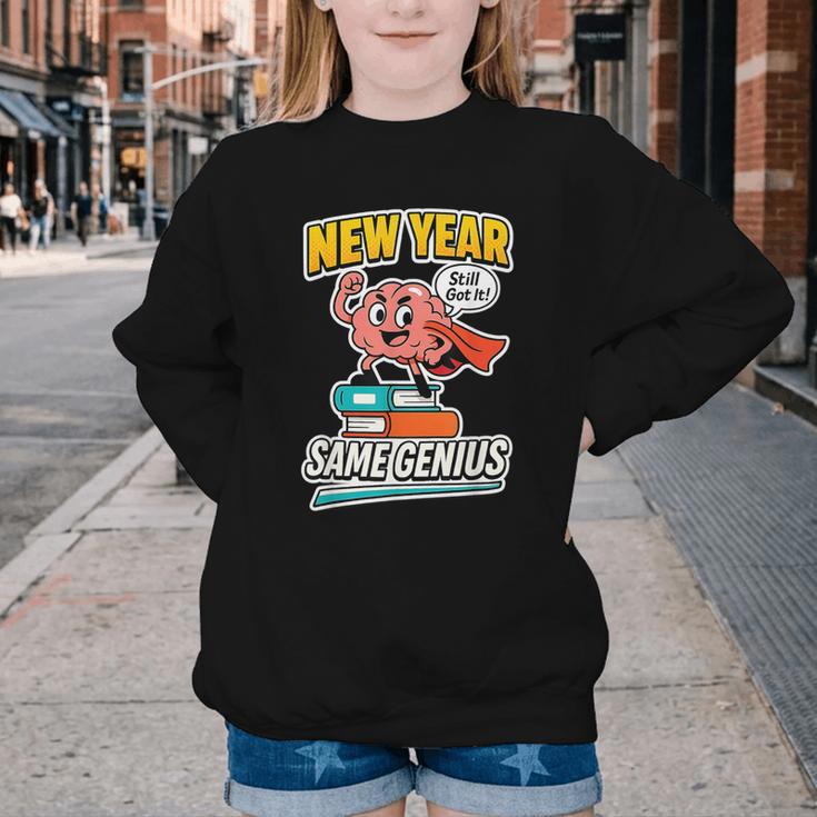 New Year Same Genius Confident Back To School Vibe Youth Crewneck Sweatshirt