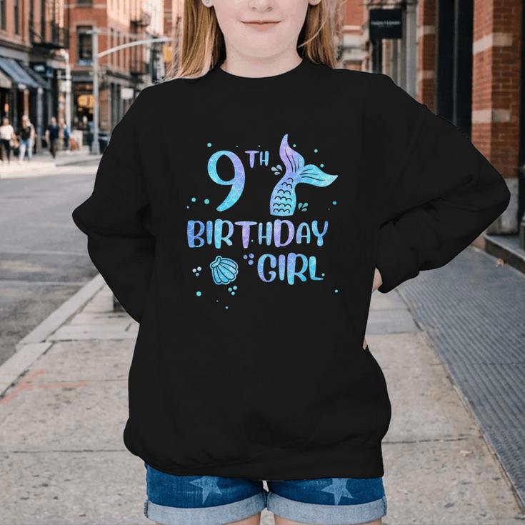 Ninth Birthday Girl Mermaid 9th Toddler's Back To School Youth Crewneck Sweatshirt Ninth Birthday Girl Mermaid 9th Toddler's Back To School Youth Crewneck Sweatshirt