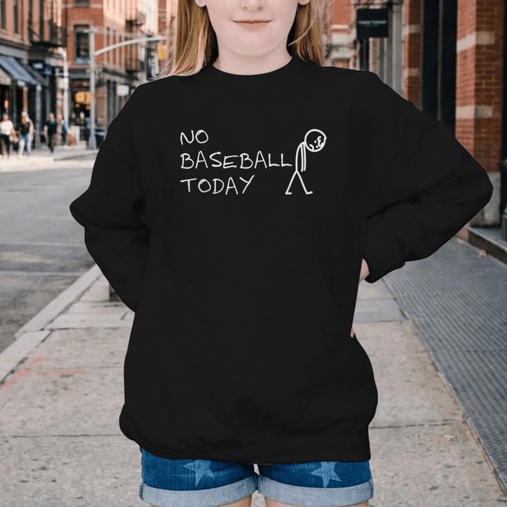 No Baseball Today Sad Stickman Sports Fan Youth Crewneck Sweatshirt