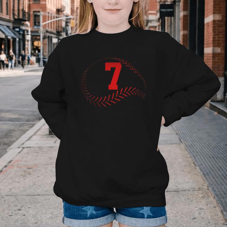 Number 7 Years Baseball 7TH Birthday Youth Crewneck Sweatshirt Number 7 Years Baseball 7TH Birthday Youth Crewneck Sweatshirt