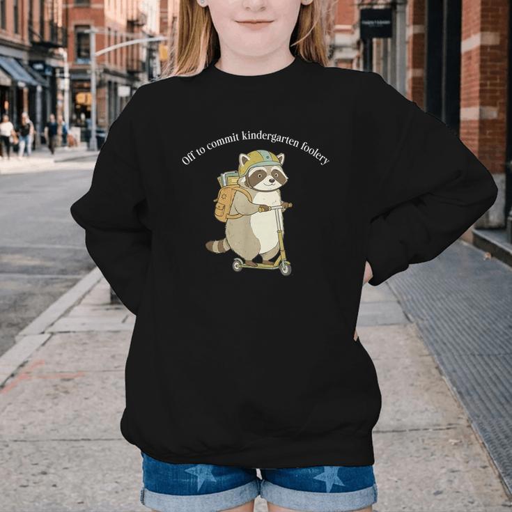 Off To Commit Kindergarten Foolery Raccoon Back To School Youth Crewneck Sweatshirt Off To Commit Kindergarten Foolery Raccoon Back To School Youth Crewneck Sweatshirt