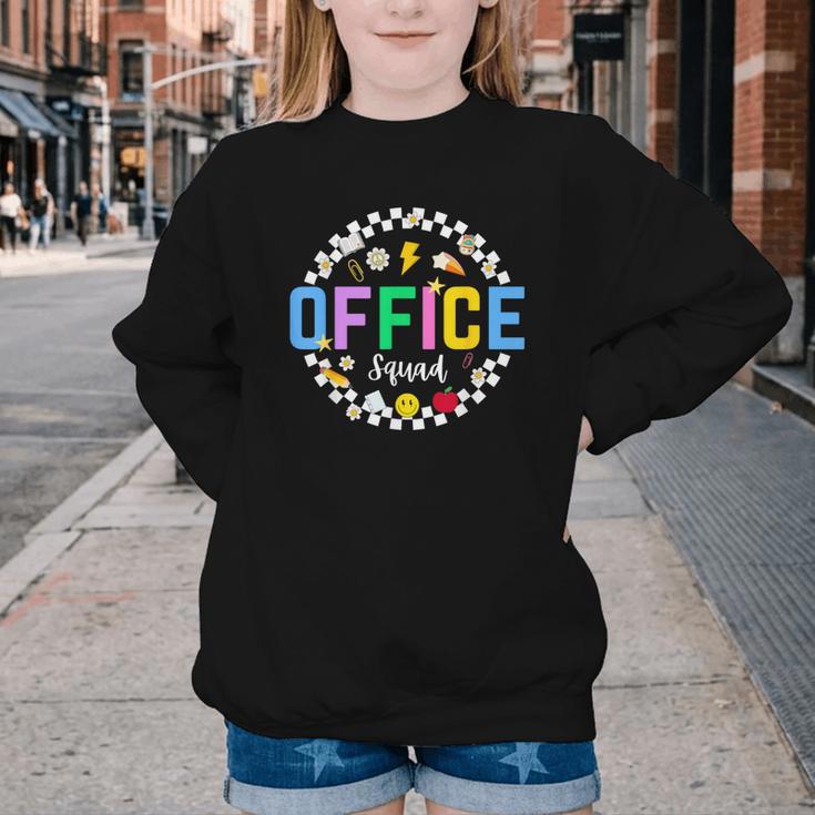 Office Squad Back To School Happy First Day Of School Youth Crewneck Sweatshirt