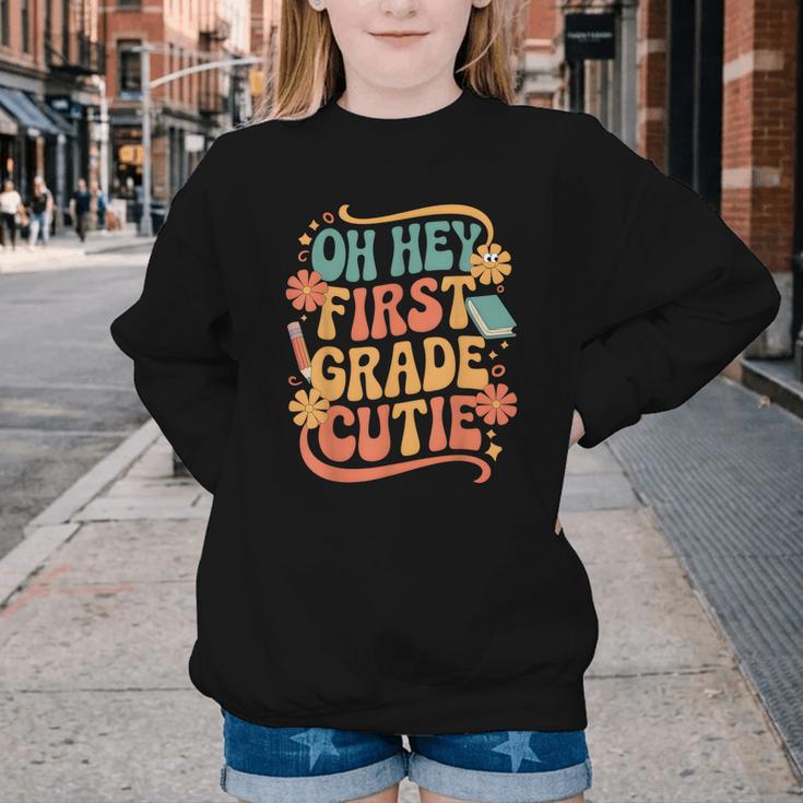 Oh Hey First Grade Cutie Back To School Youth Crewneck Sweatshirt