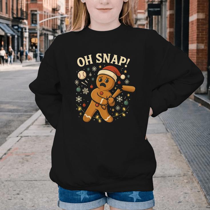 Oh Snap Gingerbreadman Christmas Baseball Youth Crewneck Sweatshirt