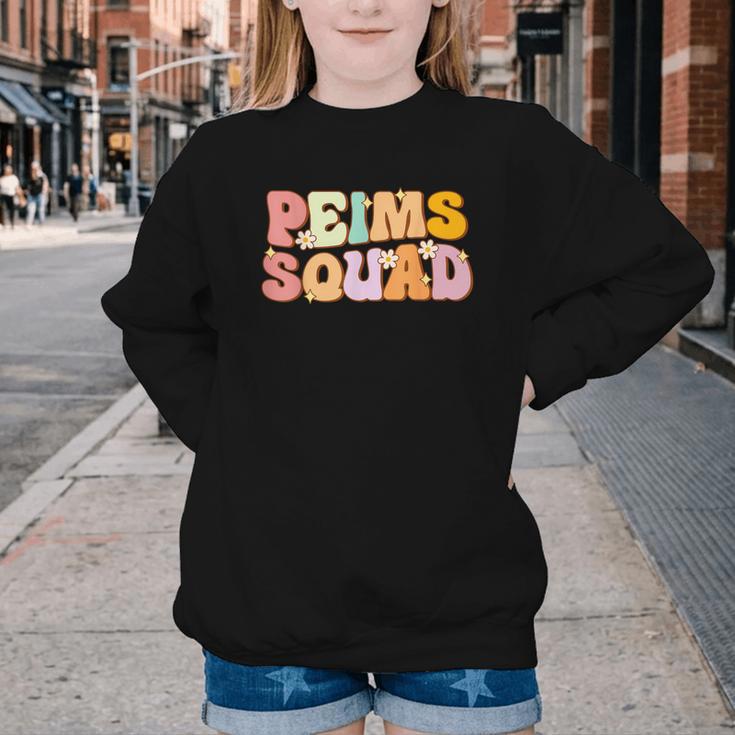PEIMS Squad Groovy Back To School Women Appreciation Youth Crewneck Sweatshirt