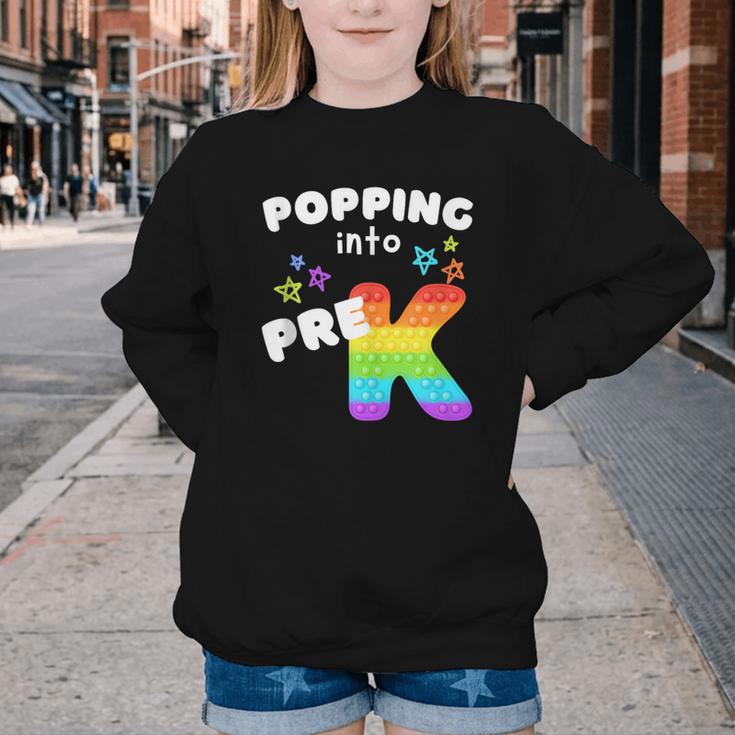 Popping Into Pre K Kid's Back To School Pop It Fidget Toy Youth Crewneck Sweatshirt