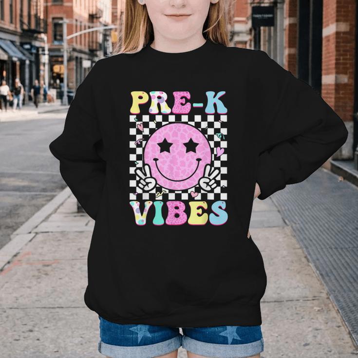 Pre-K Vibes Groovy Back To School PreK Preschool Girls Kids Youth Crewneck Sweatshirt