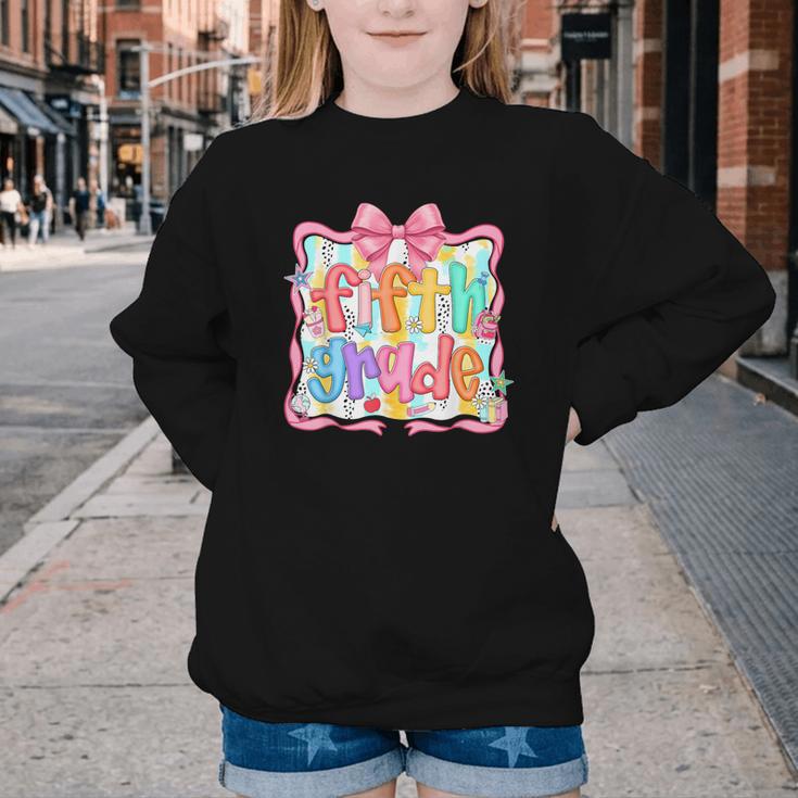 Preppy Back To School Fifth Grade Coquette Bow Women Girl Youth Crewneck Sweatshirt Preppy Back To School Fifth Grade Coquette Bow Women Girl Youth Crewneck Sweatshirt