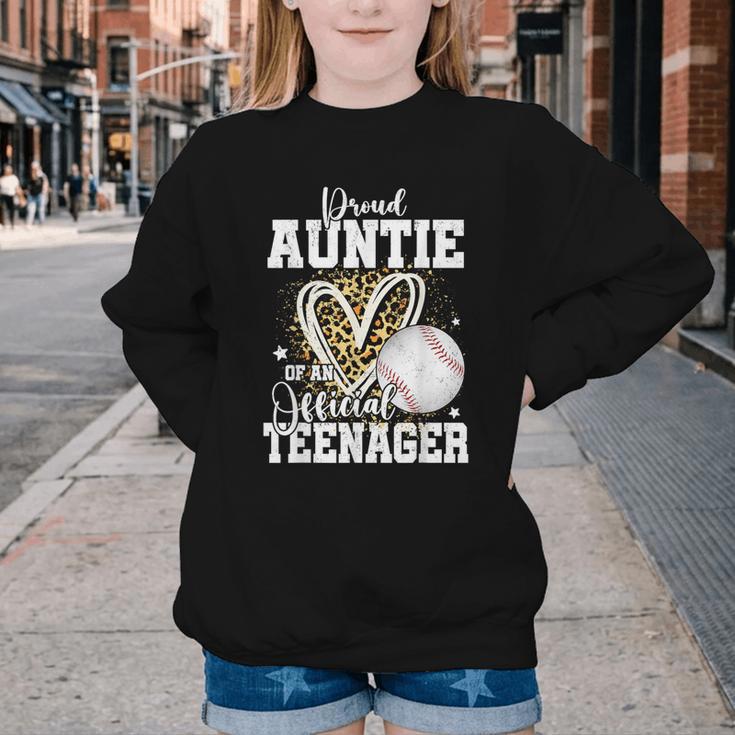 Proud Auntie Of An Official Teenager 13th Birthday Baseball Youth Crewneck Sweatshirt Proud Auntie Of An Official Teenager 13th Birthday Baseball Youth Crewneck Sweatshirt